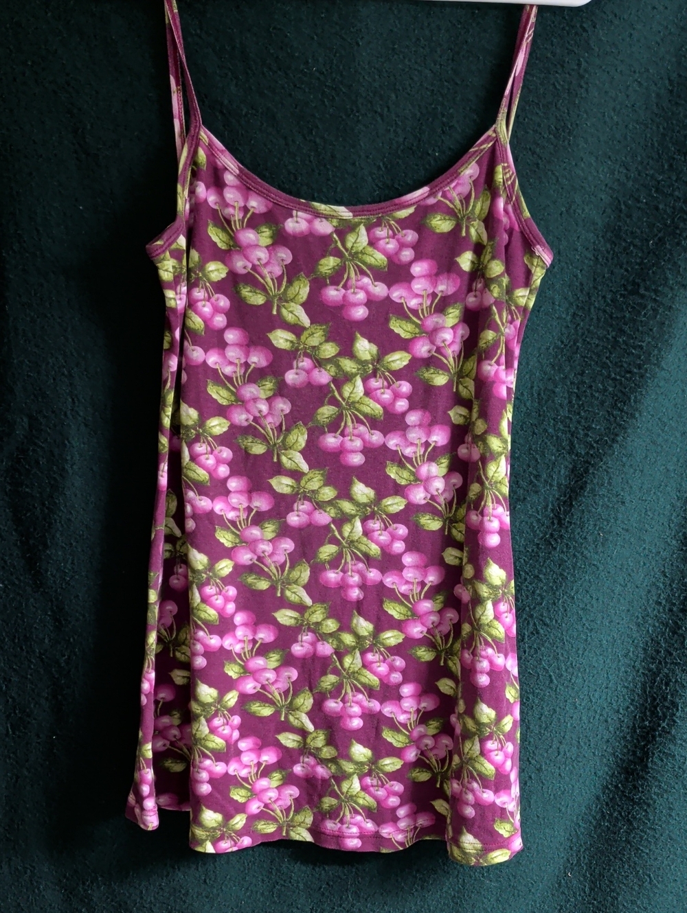 Magenta Cherry-Print Spaghetti Strap Slip